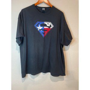 Gildan Texas Flag Print Emblem Black Superman Tee
